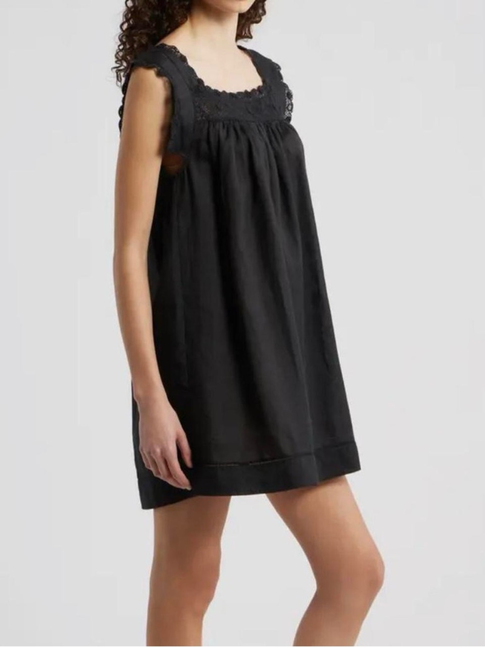 DÔEN Almadia Lace Trim Ramie Shift Minidress - Picture 4 of 8